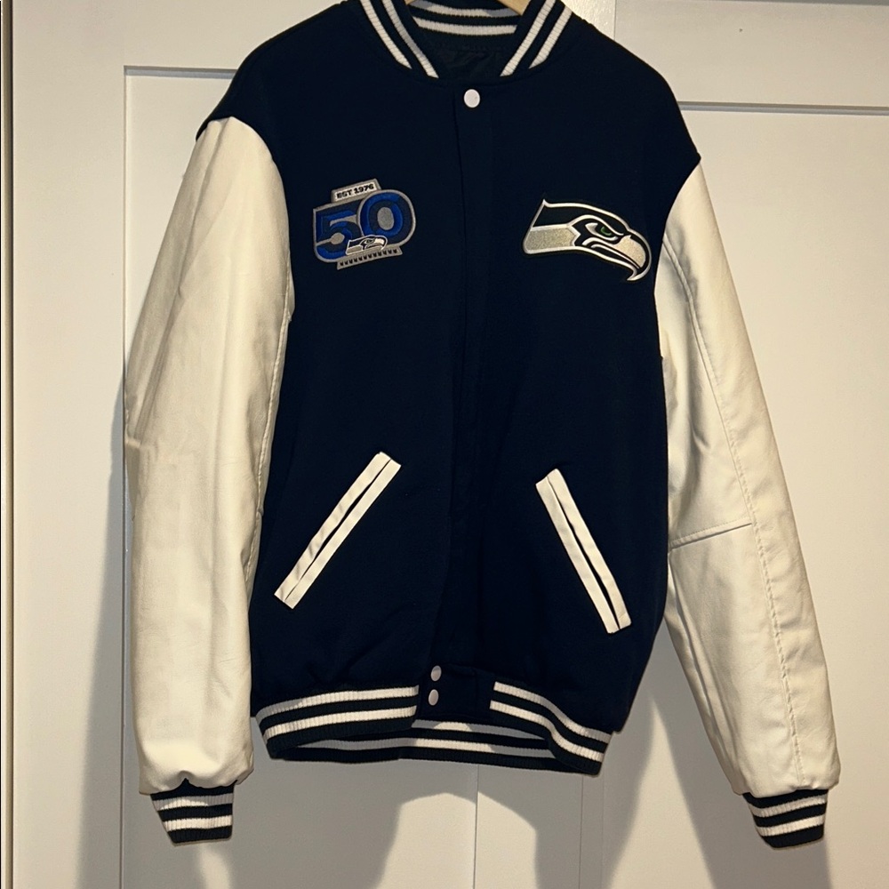 Seattle 💙💚Seahawks 50th anniversary reversible varsity style jacket